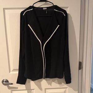 DKNY Long Sleeve Trimmed Lapel Top